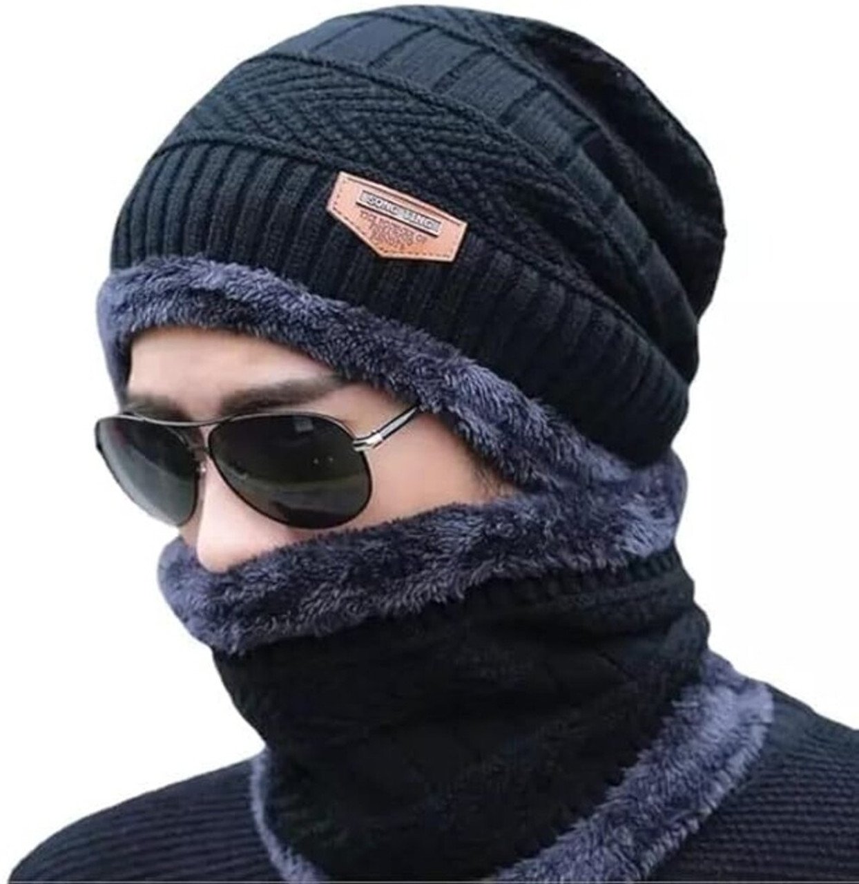 Zonkar__Premium_Unisex_Black_Woolen_Winter_Beanie_Cap_with_Neck_Set_Scarf_for_Man_Women_Woven_Beanie_1